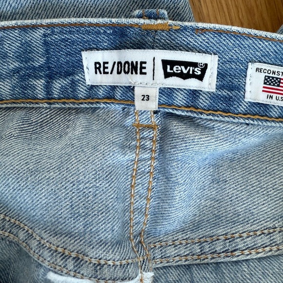 Re/Done + Levi’s | Indigo A Rip | Light Blue Straight Leg Jeans - Picture 4 of 6